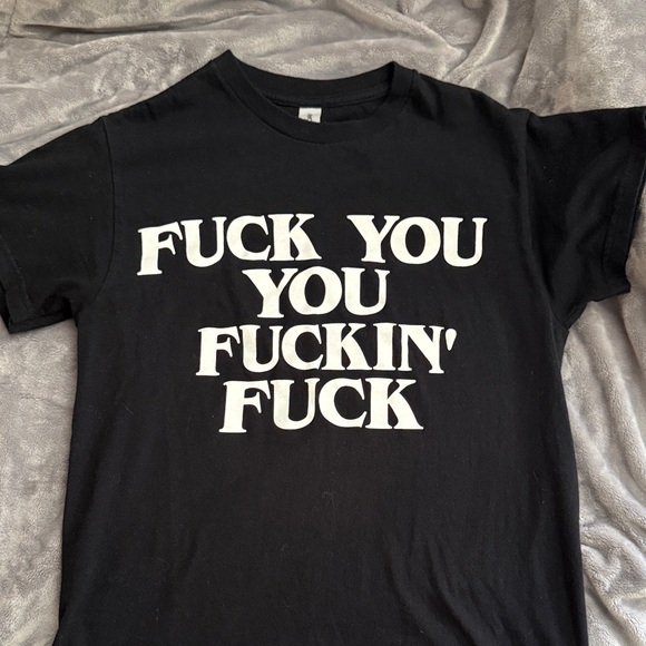 Gildan Tops - Women’s Black Short-Sleeve Graphic Tee with Bold White Statement